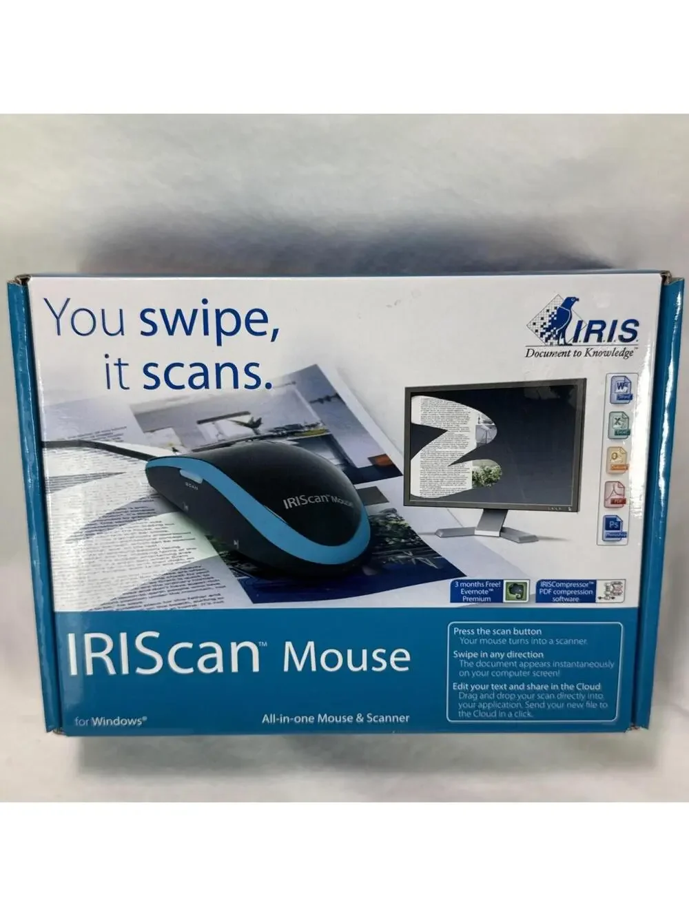 IRIScan Mouse All-In-One Scanner for Windows & Mouse 457885 Excellent Preowned